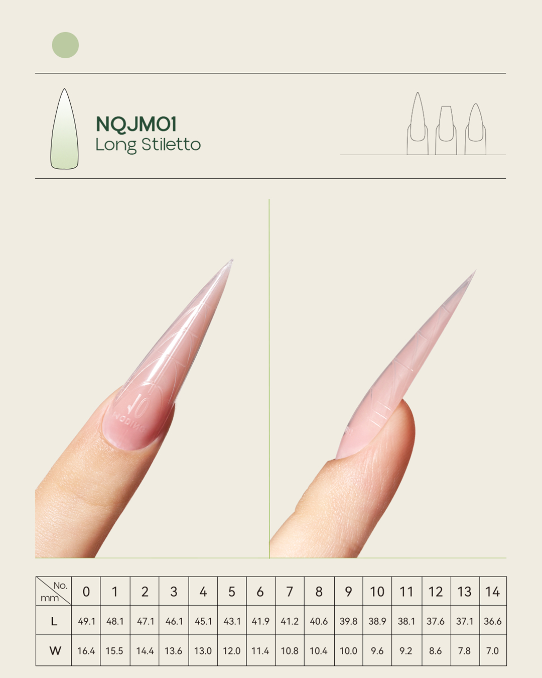 Bio-Embed Nail Forms-NQJM01 Long Stiletto