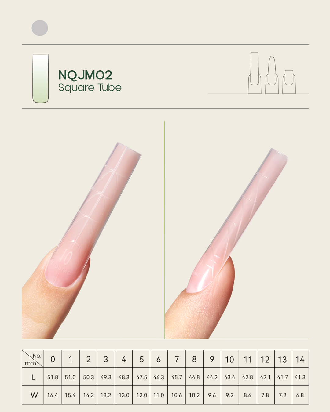 Bio-Embed Nail Forms-NQJM02 Square Tube