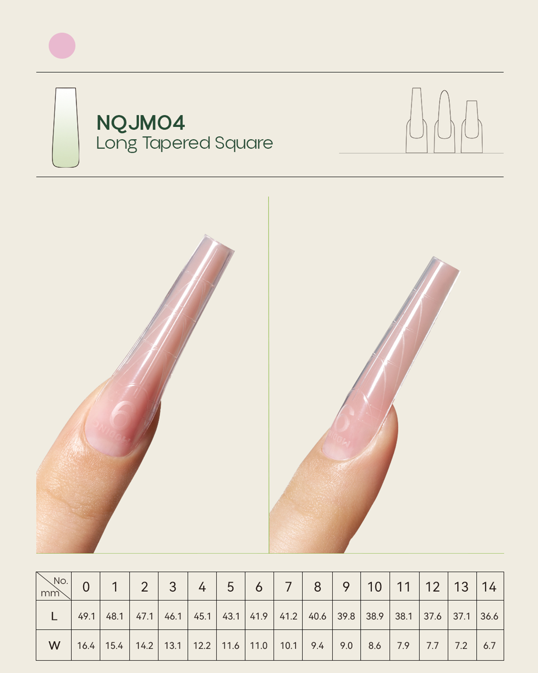 Bio-Embed Nail Forms-NQJM04 Long Tapered Square